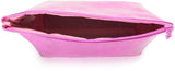 Juicy Couture Hot Pink Makeup Bag Cosmetics Organizer Travel Essentials Zip Top Wedge Shiny Crown