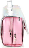 Juicy Couture Iridescent Makeup Bag Cosmetics Organizer Travel Essentials Hanging Hook Iridescent Silver Trim