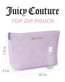 Juicy Couture Lavender Purple Makeup Bag Cosmetics Organizer Travel Essentials Zip Top Wedge Velour Heart Diamond