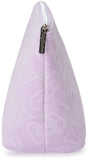 Juicy Couture Lavender Purple Makeup Bag Cosmetics Organizer Travel Essentials Zip Top Wedge Velour Heart Diamond