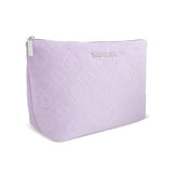 Juicy Couture Lavender Purple Makeup Bag Cosmetics Organizer Travel Essentials Zip Top Wedge Velour Heart Diamond