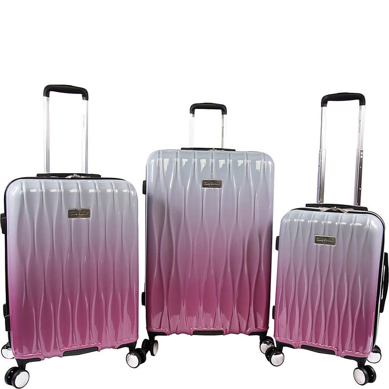 Juicy Couture Lindsay 3 - piece Hardside Spinner Luggage Set Luggage Set, Silver Fuchsia