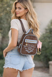 Juicy Couture Mini Backpack Purse for Women, Velour Logo Backpack with Front Zip Pocket, Top Handle & Adjustable Straps (Chocolate)