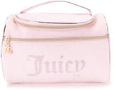 Juicy Couture Pink Makeup Bag Cosmetics Organizer Travel Essentials Hanging Duffel Velour Rhinestones