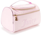 Juicy Couture Pink Makeup Bag Cosmetics Organizer Travel Essentials Hanging Duffel Velour Rhinestones