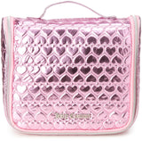 Juicy Couture Pink Makeup Bag Cosmetics Organizer Travel Essentials Hanging Hook Shiny Puffer Heart