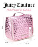 Juicy Couture Pink Makeup Bag Cosmetics Organizer Travel Essentials Hanging Hook Shiny Puffer Heart