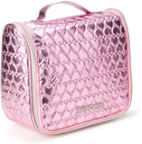 Juicy Couture Pink Makeup Bag Cosmetics Organizer Travel Essentials Hanging Hook Shiny Puffer Heart