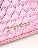 Juicy Couture Pink Makeup Bag Cosmetics Organizer Travel Essentials Hanging Hook Shiny Puffer Heart