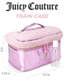 Juicy Couture Pink Makeup Bag Cosmetics Organizer Travel Essentials Train Case Shiny Rhinestones Faux Shearling