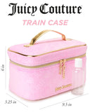 Juicy Couture Pink Makeup Bag Cosmetics Organizer Travel Essentials Train Case Velour Heart Logo