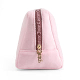 Juicy Couture Pink Makeup Bag Cosmetics Organizer Travel Essentials Zip Top Wedge Gold Terroir Dog Rhinestone Crown Velour