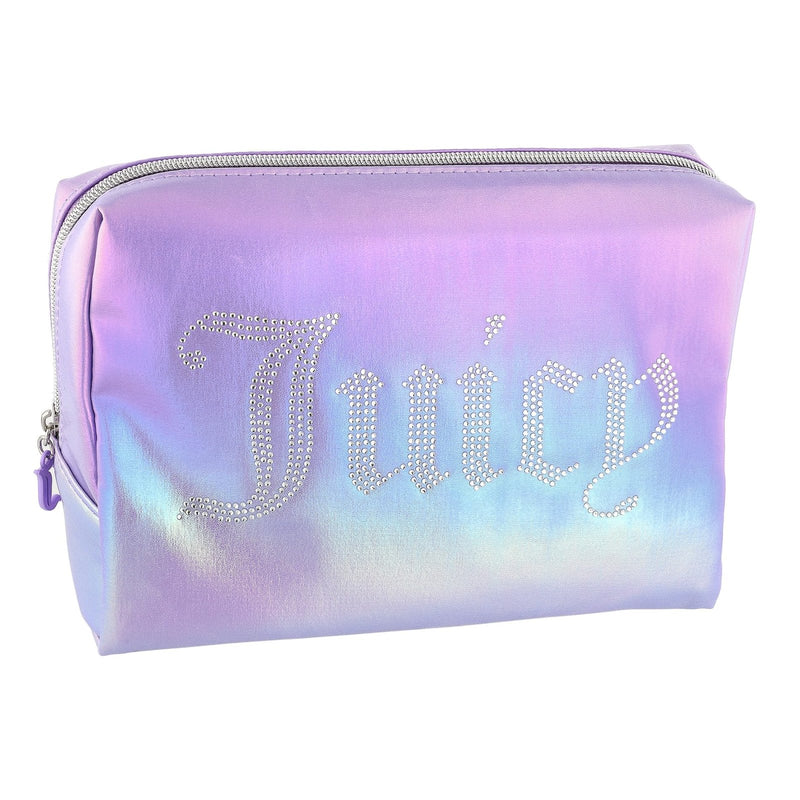 Juicy Couture Purple Ombre Makeup Bag Cosmetics Organizer Travel Essentials Zip Top Wedge Shiny Gradient