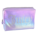 Juicy Couture Purple Ombre Makeup Bag Cosmetics Organizer Travel Essentials Zip Top Wedge Shiny Gradient