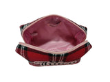Juicy Couture Red Makeup Bag Cosmetics Organizer Travel Essentials Zip Top Wedge Plaid Flannel