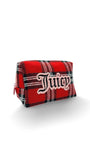 Juicy Couture Red Makeup Bag Cosmetics Organizer Travel Essentials Zip Top Wedge Plaid Flannel