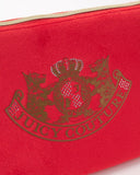 Juicy Couture Red Makeup Bag Cosmetics Organizer Travel Essentials Zip Top Wedge Velour Rhinestones Gold Terrier Dogs