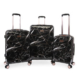 Juicy Couture Vivian 3 Piece Hardside Spinner Luggage Set Luggage Set, Black Marble Web