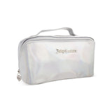 Juicy Couture White Makeup Bag Cosmetics Organizer Travel Essentials Cross Zip Iridescent