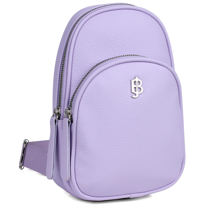 Julia Buxton Vegan Leather Women's Travel Sling Bag, Cross - Body Sling Fanny Pack for Teens Girls,Ladies,Gift Idea, Lilac