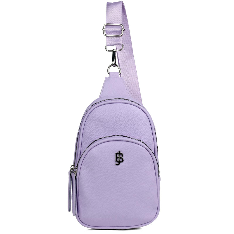 Julia Buxton Vegan Leather Women's Travel Sling Bag, Cross - Body Sling Fanny Pack for Teens Girls,Ladies,Gift Idea, Lilac