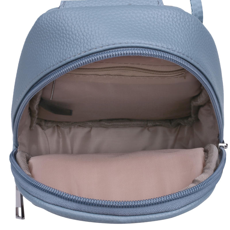 Julia Buxton Vegan Leather Women's Travel Sling Bag, Cross - Body Sling Fanny Pack,Gift Idea, Dusty Blue