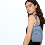 Julia Buxton Vegan Leather Women's Travel Sling Bag, Cross - Body Sling Fanny Pack,Gift Idea, Dusty Blue
