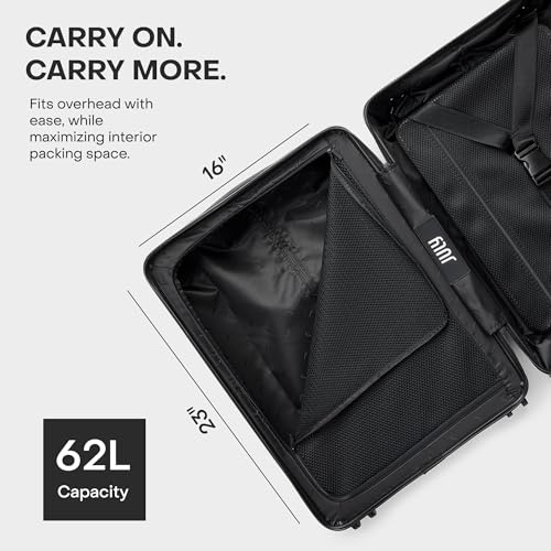 July Carry On Max Expandable - 21.5" Airline Approved Carry On Luggage with Travel Tote, Rolling Suitcase for Men & Women - TSA Lock Spinner Suitcase, Silent Wheels, Expansion Zip - Dark Brown