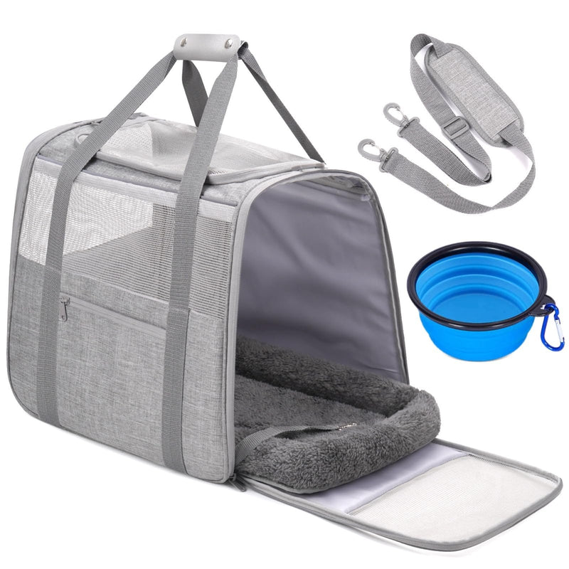 JUNGYOUN Premium Cat Carrier - Pet Carrier for Cat & Small Dogs up to 15lbs - Airline Approved Travel Dog Carrier with Anti - Escape Zippers, Collapsible Travel Bowl & Padded Strap