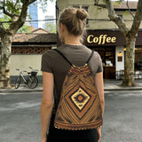 JxWCher African tribal elements Print Storage Bag Drawstring Backpack 14L Foldable Cinch Bag Packable Daypack for Gym Travel