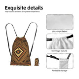 JxWCher African tribal elements Print Storage Bag Drawstring Backpack 14L Foldable Cinch Bag Packable Daypack for Gym Travel