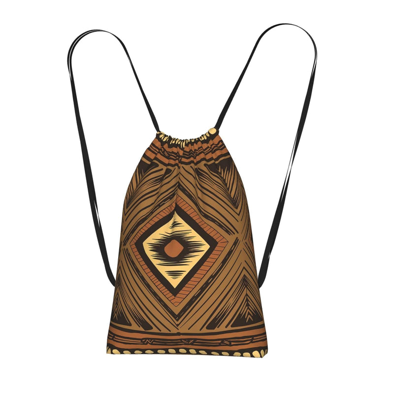 JxWCher African tribal elements Print Storage Bag Drawstring Backpack 14L Foldable Cinch Bag Packable Daypack for Gym Travel