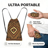 JxWCher African tribal elements Print Storage Bag Drawstring Backpack 14L Foldable Cinch Bag Packable Daypack for Gym Travel