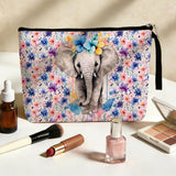 Jztco Elephant Cosmetic Bags Elephant Themed Gifts Animal Lover Gifts for Female Farm Girl BFF Best Friend Coworker Toiletry Bag Graduation Mothers Day Birthday Gift Floral Makeup Bag