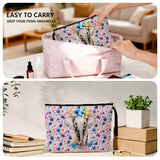 Jztco Elephant Cosmetic Bags Elephant Themed Gifts Animal Lover Gifts for Female Farm Girl BFF Best Friend Coworker Toiletry Bag Graduation Mothers Day Birthday Gift Floral Makeup Bag