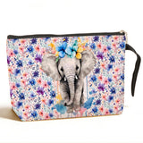 Jztco Elephant Cosmetic Bags Elephant Themed Gifts Animal Lover Gifts for Female Farm Girl BFF Best Friend Coworker Toiletry Bag Graduation Mothers Day Birthday Gift Floral Makeup Bag