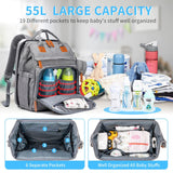 KABAQOO Diaper Bag Backpack with Detachable Changing Station, Large Capacity Baby Diaper Bags for Boys & Girls, Baby Registry Search Stuff & Shower Gifts, Newborn Essentials Must Haves, Grey