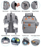 KABAQOO Diaper Bag Backpack with Detachable Changing Station, Large Capacity Baby Diaper Bags for Boys & Girls, Baby Registry Search Stuff & Shower Gifts, Newborn Essentials Must Haves, Grey