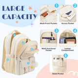 kadilong Cute Middle High School Bags Bookbag for Teen Girls,Laptop Backpack for Women,Back Pack Knapsack for College Student(Beige)