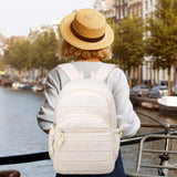 kadilong Laptop Backpack for Women College Travel,Quilted Daypack Bookbag for School Teen Girls Mochilas Mujer,Beige