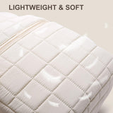 kadilong Laptop Backpack for Women College Travel,Quilted Daypack Bookbag for School Teen Girls Mochilas Mujer,Beige