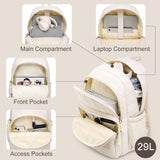 kadilong Laptop Backpack for Women College Travel,Quilted Daypack Bookbag for School Teen Girls Mochilas Mujer,Beige