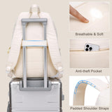 kadilong Laptop Backpack for Women College Travel,Quilted Daypack Bookbag for School Teen Girls Mochilas Mujer,Beige