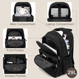 kadilong Laptop Backpack for Women College Travel,Quilted Daypack Bookbag for School Teen Girls Mochilas Mujer,Black