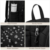 kadilong Laptop Backpack for Women College Travel,Quilted Daypack Bookbag for School Teen Girls Mochilas Mujer,Black