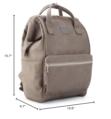 Kah&Kee Leather Backpack for Women and Men 15 - inch Laptop Bag | Teacher Professional, Diaper Bag Backpack, Ideal for Work, School, Nurse, College & Travel (Dark Gray, Medium)
