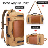 KAKA Travel Canvas Backpack,Carry On Bag Durable Backpack Duffle Bag Weekender Shoulder Bag Rucksack fit 15.6 Inch Laptop for Men and Women