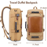 KAKA Travel Canvas Backpack,Carry On Bag Durable Backpack Duffle Bag Weekender Shoulder Bag Rucksack fit 15.6 Inch Laptop for Men and Women