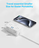 Kakyanill European Travel Plug Adapter, EU/UK/US Travel Plug Adapter Power Strip, 6 AC Outlets, 4 USB Ports (2 USB C), 3ft Wrapped Around Extension Cord, Universal Travel Adapter