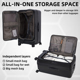 Kaleenie 29 Inch Aluminum Checked Luggage with Side Opening Zipper, 40 * 37 * 77cm, 113L, Lightweight Hardshell ABS+PC Suitcase with TSA Lock, 360° Universal Wheels, Black